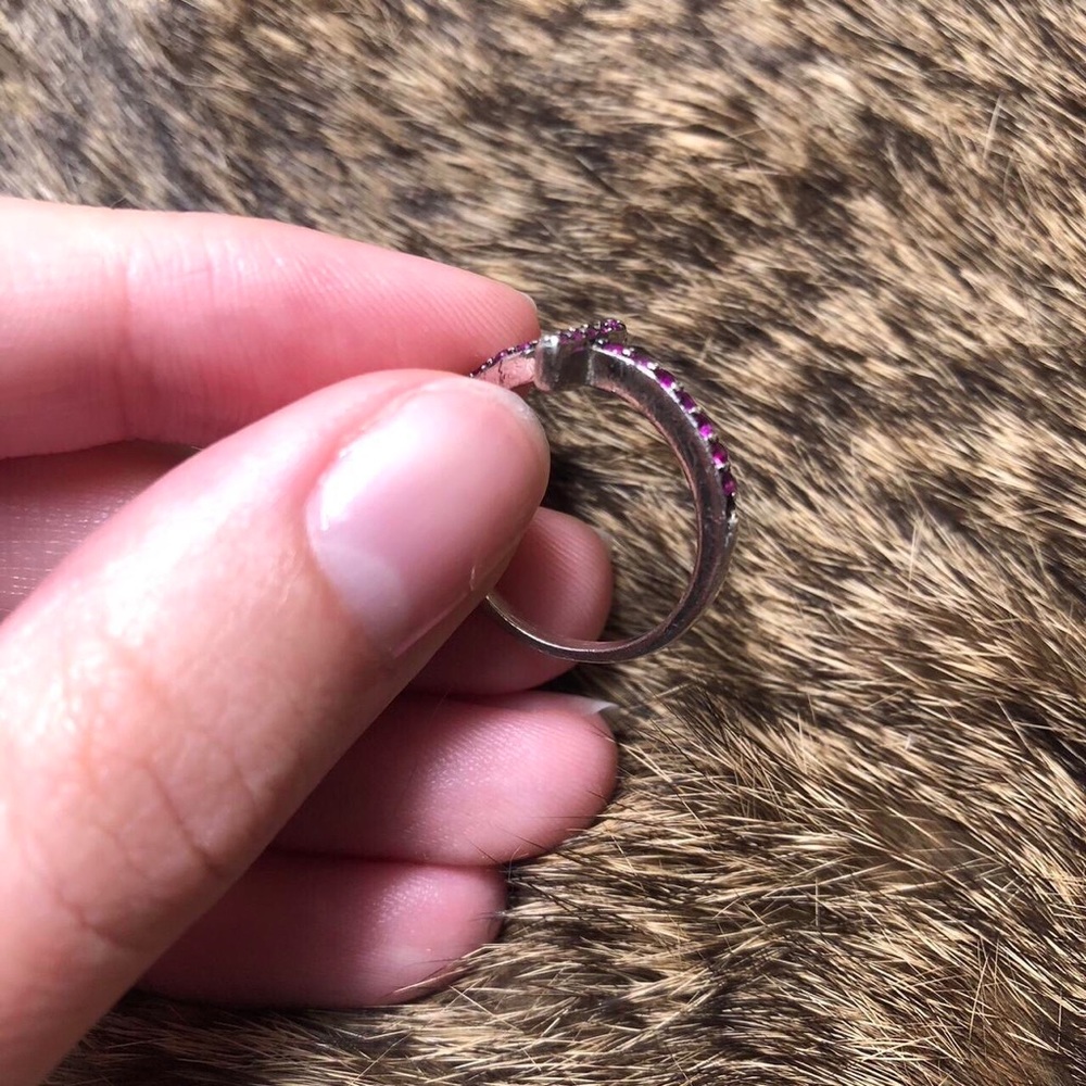 Vintage Sterling Silver Ruby Cross Ring - image 3